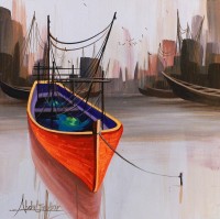Abdul Jabbar, 12 x 12 Inch,  Acrylic on Canvas, Seascape Painting, AC-ABJ-032